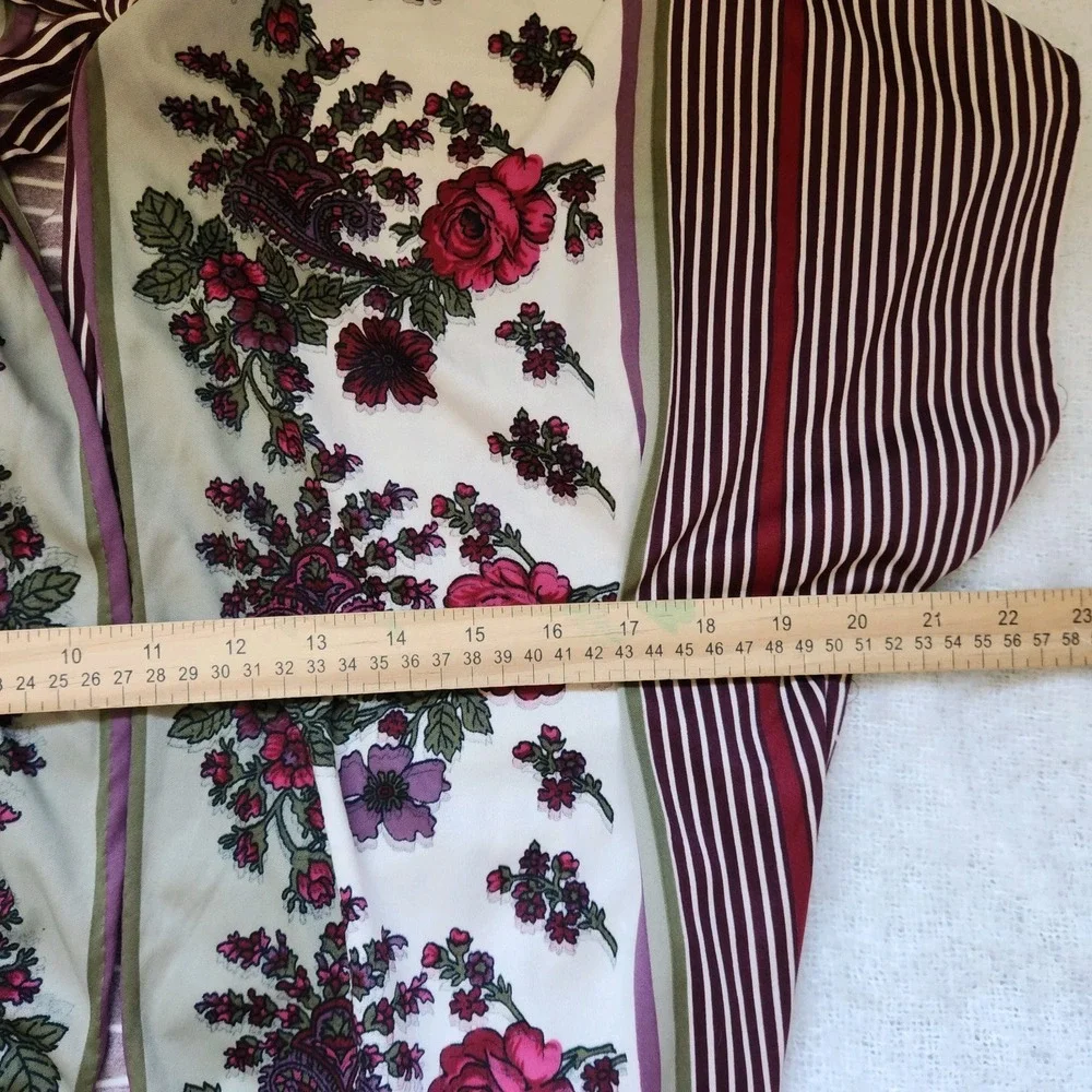 Handmade Vintage Cardigan Robe Short Sleeve Women's Floral Roses Striped‎ OS